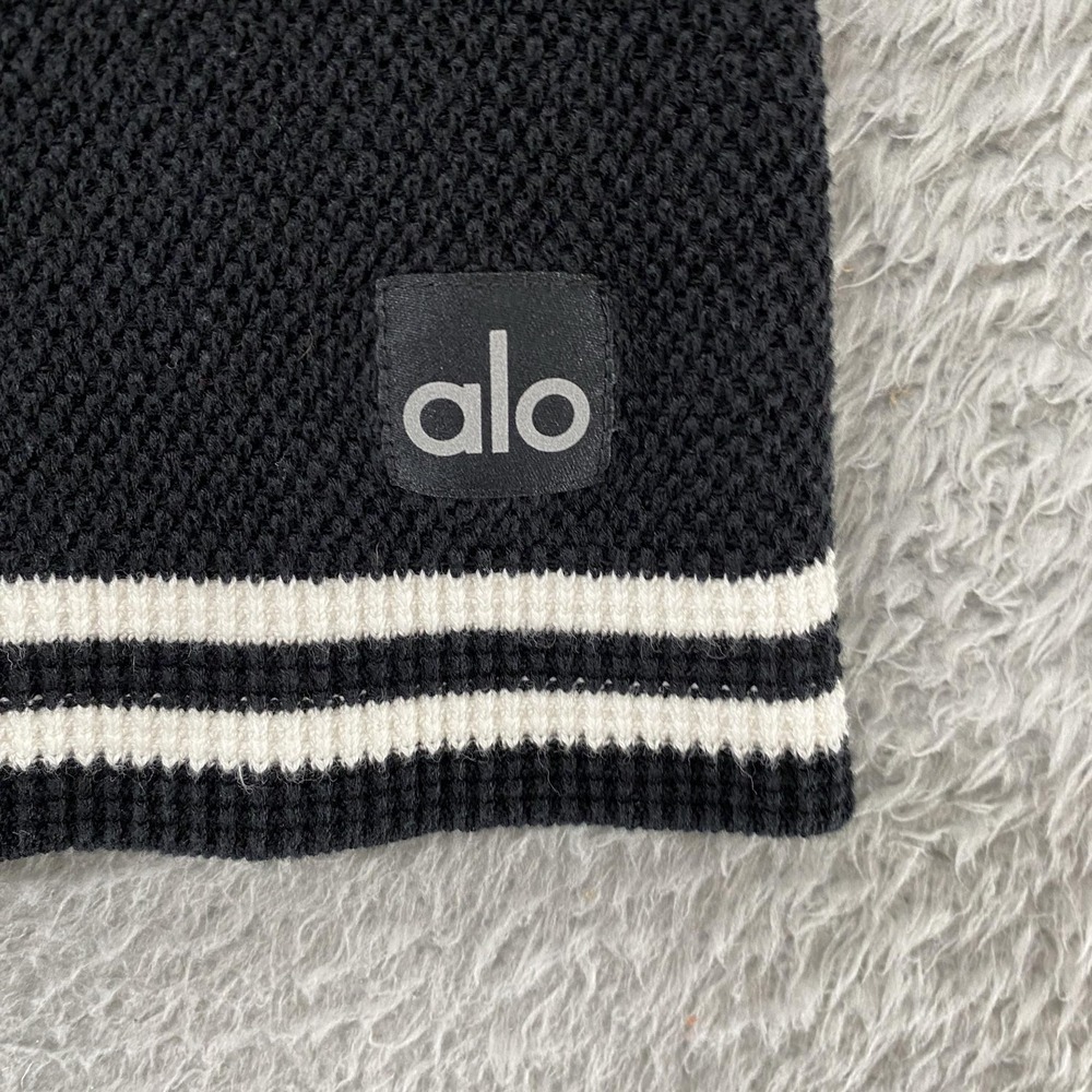 Alo Tennis Knit Skort Womens XS Black Striped Hem Lined Shorts Tennis Preppy - Picture 4 of 14